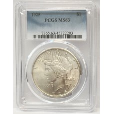 UNITED STATES OF AMERICA 1925 . ONE 1 DOLLAR COIN . PCGS SLABBED